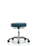 Fabric Stool without Back Chrome - Desk Height with Casters in Blue Fabric FDHSO-CR-CC-F43