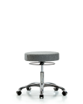 Fabric Stool without Back Chrome - Desk Height with Casters in Gray Fabric FDHSO-CR-CC-F44