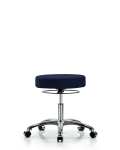 Fabric Stool without Back Chrome - Desk Height with Casters in Navy Fabric FDHSO-CR-CC-F45