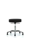 Fabric Stool without Back Chrome - Desk Height with Stationary Glides in Black Fabric FDHSO-CR-RG-F42