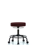 Fabric Stool without Back - Desk Height with Round Tube Base & Casters in Burgundy Fabric FDHSO-RT-RC-F41