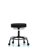 Fabric Stool without Back - Desk Height with Round Tube Base & Casters in Black Fabric FDHSO-RT-RC-F42
