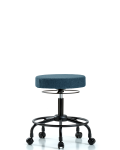 Fabric Stool without Back - Desk Height with Round Tube Base & Casters in Blue Fabric FDHSO-RT-RC-F43