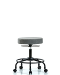 Fabric Stool without Back - Desk Height with Round Tube Base & Casters in Gray Fabric FDHSO-RT-RC-F44
