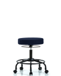 Fabric Stool without Back - Desk Height with Round Tube Base & Casters in Navy Fabric FDHSO-RT-RC-F45