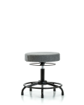 Fabric Stool without Back - Desk Height with Round Tube Base & Stationary Glides in Gray Fabric FDHSO-RT-RG-F44