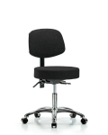 Fabric Stool with Back Chrome - Desk Height with Seat Tilt & Casters in Black Fabric FDHST-CR-T1-CC-F42