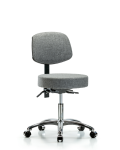 Fabric Stool with Back Chrome - Desk Height with Seat Tilt & Casters in Gray Fabric FDHST-CR-T1-CC-F44