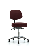 Fabric Stool with Back Chrome - Desk Height with Seat Tilt & Stationary Glides in Burgundy Fabric FDHST-CR-T1-RG-F41