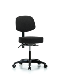 Fabric Stool with Back - Desk Height with Casters in Black Fabric FDHST-RG-T0-RC-F42