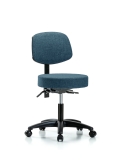 Fabric Stool with Back - Desk Height with Casters in Blue Fabric FDHST-RG-T0-RC-F43
