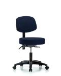 Fabric Stool with Back - Desk Height with Casters in Navy Fabric FDHST-RG-T0-RC-F45