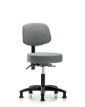 Fabric Stool with Back - Desk Height with Stationary Glides in Gray Fabric FDHST-RG-T0-RG-F44