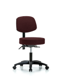 Fabric Stool with Back - Desk Height with Seat Tilt & Casters in Burgundy Fabric FDHST-RG-T1-RC-F41