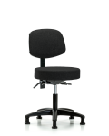 Fabric Stool with Back - Desk Height with Seat Tilt & Stationary Glides in Black Fabric FDHST-RG-T1-RG-F42
