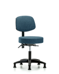 Fabric Stool with Back - Desk Height with Seat Tilt & Stationary Glides in Blue Fabric FDHST-RG-T1-RG-F43