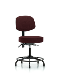 Fabric Stool with Back - Desk Height with Round Tube Base & Stationary Glides in Burgundy Fabric FDHST-RT-T0-RG-F41