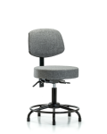 Fabric Stool with Back - Desk Height with Round Tube Base & Stationary Glides in Gray Fabric FDHST-RT-T0-RG-F44