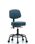 Fabric Stool with Back - Desk Height with Round Tube Base, Seat Tilt, & Casters in Black Fabric FDHST-RT-T1-RC-F43