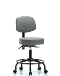 Fabric Stool with Back - Desk Height with Round Tube Base, Seat Tilt, & Casters in Blue Fabric FDHST-RT-T1-RC-F44