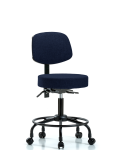 Fabric Stool with Back - Desk Height with Round Tube Base, Seat Tilt, & Casters in Gray Fabric FDHST-RT-T1-RC-F45