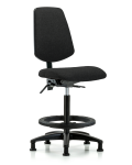 Fabric Chair - High Bench Height with Medium Back, Black Foot Ring, & Stationary Glides in Black Fabric FHBCH-MB-RG-T0-A0-BF-RG-F42