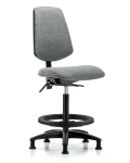 Fabric Chair - High Bench Height with Medium Back, Black Foot Ring, & Stationary Glides in Gray Fabric FHBCH-MB-RG-T0-A0-BF-RG-F44