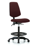Fabric Chair - High Bench Height with Medium Back, Seat Tilt, Black Foot Ring, & Casters in Burgundy Fabric FHBCH-MB-RG-T1-A0-BF-RC-F41