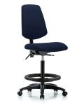 Fabric Chair - High Bench Height with Medium Back, Seat Tilt, Black Foot Ring, & Casters in Navy Fabric FHBCH-MB-RG-T1-A0-BF-RC-F45