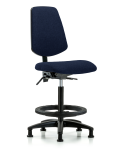 Fabric Chair - High Bench Height with Medium Back, Seat Tilt, Black Foot Ring, & Stationary Glides in Navy Fabric FHBCH-MB-RG-T1-A0-BF-RG-F45