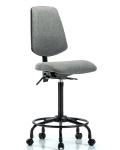 Fabric Chair - High Bench Height with Round Tube Base, Medium Back, & Casters in Gray Fabric FHBCH-MB-RT-T0-A0-RC-F44