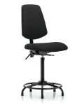 Fabric Chair - High Bench Height with Round Tube Base, Medium Back, & Stationary Glides in Black Fabric FHBCH-MB-RT-T0-A0-RG-F42