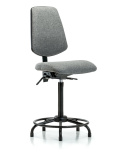 Fabric Chair - High Bench Height with Round Tube Base, Medium Back, & Stationary Glides in Gray Fabric FHBCH-MB-RT-T0-A0-RG-F44