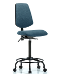 Fabric Chair - High Bench Height with Round Tube Base, Medium Back, Seat Tilt, & Casters in Blue Fabric FHBCH-MB-RT-T1-A0-RC-F43