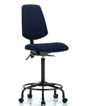 Fabric Chair - High Bench Height with Round Tube Base, Medium Back, Seat Tilt, & Casters in Navy Fabric FHBCH-MB-RT-T1-A0-RC-F45