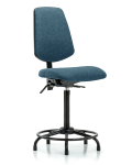 Fabric Chair - High Bench Height with Round Tube Base, Medium Back, Seat Tilt, & Stationary Glides in Blue Fabric FHBCH-MB-RT-T1-A0-RG-F43