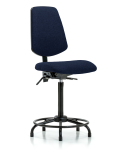 Fabric Chair - High Bench Height with Round Tube Base, Medium Back, Seat Tilt, & Stationary Glides in Navy Fabric FHBCH-MB-RT-T1-A0-RG-F45