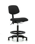 Fabric Chair - High Bench Height with Black Foot Ring & Stationary Glides in Black Fabric FHBCH-RG-T0-A0-BF-RG-F42