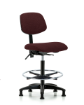 Fabric Chair - High Bench Height with Chrome Foot Ring & Stationary Glides in Burgundy Fabric FHBCH-RG-T0-A0-CF-RG-F41