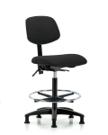 Fabric Chair - High Bench Height with Chrome Foot Ring & Stationary Glides in Black Fabric FHBCH-RG-T0-A0-CF-RG-F42
