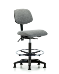 Fabric Chair - High Bench Height with Chrome Foot Ring & Stationary Glides in Gray Fabric FHBCH-RG-T0-A0-CF-RG-F44