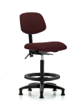 Fabric Chair - High Bench Height with Seat Tilt, Black Foot Ring, & Stationary Glides in Burgundy Fabric FHBCH-RG-T1-A0-BF-RG-F41