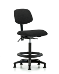 Fabric Chair - High Bench Height with Seat Tilt, Black Foot Ring, & Stationary Glides in Black Fabric FHBCH-RG-T1-A0-BF-RG-F42