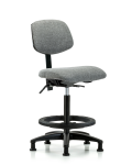 Fabric Chair - High Bench Height with Seat Tilt, Black Foot Ring, & Stationary Glides in Gray Fabric FHBCH-RG-T1-A0-BF-RG-F44