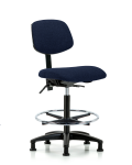 Fabric Chair - High Bench Height with Seat Tilt, Chrome Foot Ring, & Stationary Glides in Navy Fabric FHBCH-RG-T1-A0-CF-RG-F45