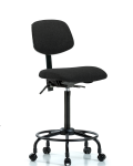 Fabric Chair - High Bench Height with Round Tube Base & Casters in Black Fabric FHBCH-RT-T0-A0-RC-F42