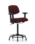 Fabric Chair - High Bench Height with Round Tube Base, Adjustable Arms, & Stationary Glides in Burgundy Fabric FHBCH-RT-T0-A1-RG-F41