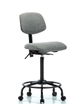 Fabric Chair - High Bench Height with Round Tube Base, Seat Tilt, & Casters in Gray Fabric FHBCH-RT-T1-A0-RC-F44