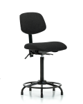 Fabric Chair - High Bench Height with Round Tube Base, Seat Tilt, & Stationary Glides in Black Fabric FHBCH-RT-T1-A0-RG-F42