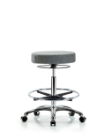 Fabric Stool without Back Chrome - High Bench Height with Chrome Foot Ring & Casters in Gray Fabric FHBSO-CR-CF-CC-F44